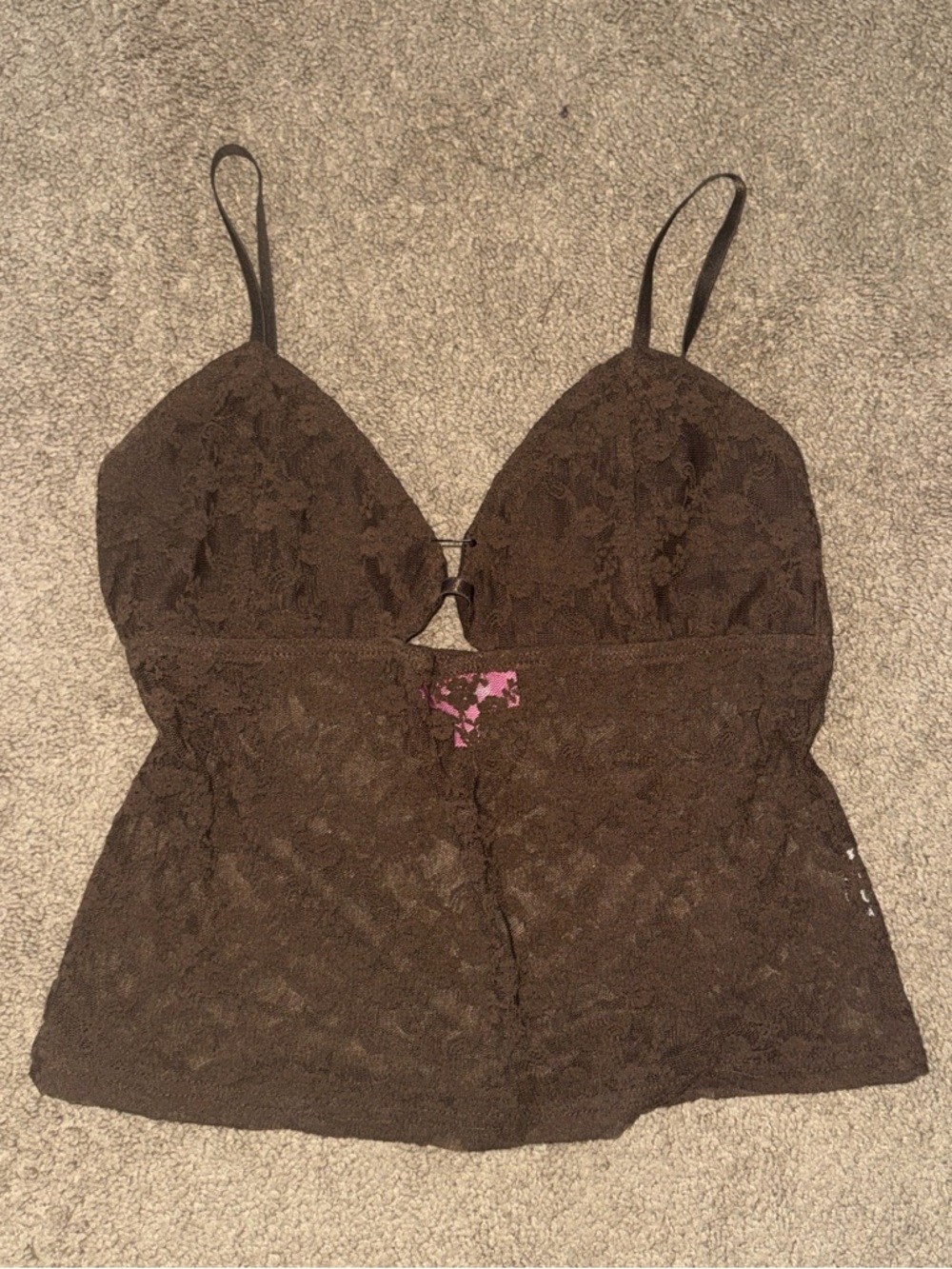 Edikted Brown Lace Cami Top